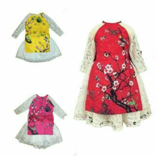 Set áo dài cách tân kèm  mấn đội đầu  + chân váy xòe