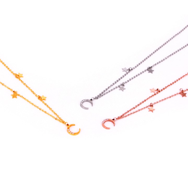 Dây chuyền  titan trăng sao cao cấp siêu đẹp, bền màu, hợp thời trang, dễ phối đồ