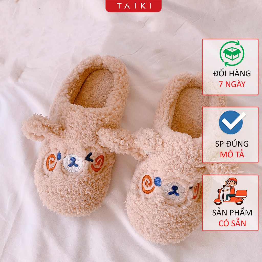 Dép bông đi trong nhà 🐰 FREE SHIP 🐻 Dép bông đi trong nhà hình thú đế cao su chống trơn trượt, dép đi trong nhà mua đông