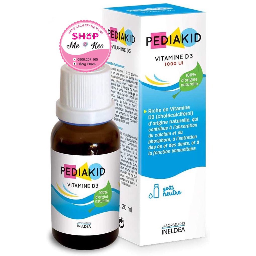Vitamin D3 (20ml dạng giọt) phát triển xương răng cho bé từ sơ sinh đến trên 15 tuổi Pediakid Vitamin D3, Pháp
