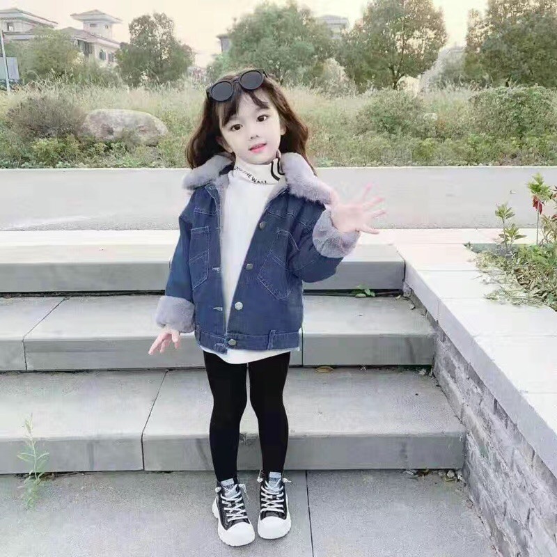 Áo Khoác Bò Lót Lông Cừu Cho Bé Gái  15-45kg Thời Trang Baby Quảng Châu