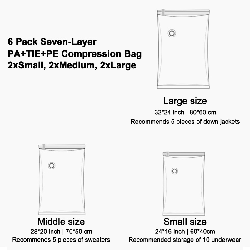 Bộ 6 Túi Hút Chân Không Du Lịch