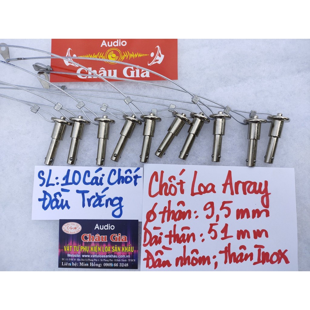 Chốt loa array 9.5 ly màu trắng 10 cái Audio Châu Gia