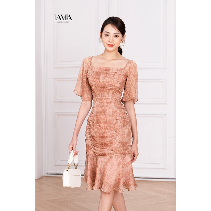 Đầm nữ hè Lamia Design LUXD003 màu nâu vân gỗ