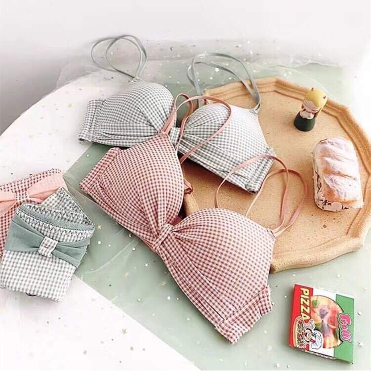 Áo Lót Kẻ Caro Không Gọng Nâng Ngực  💝 💝 Thiết Kế Phối Nơ Đáng Yêu Cho Bạn Nữ | BigBuy360 - bigbuy360.vn