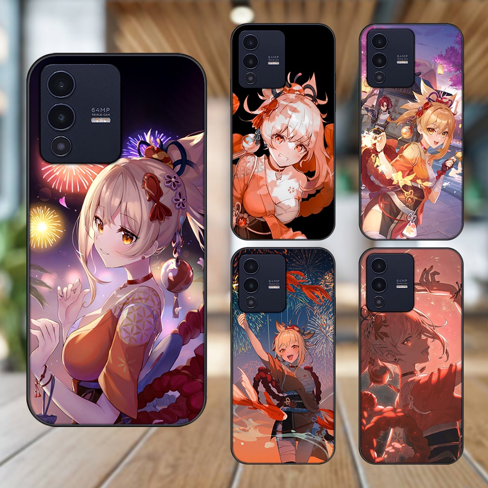 Ốp lưng Vivo V23 5G viền đen in hình Yoimiya Genshin Impact