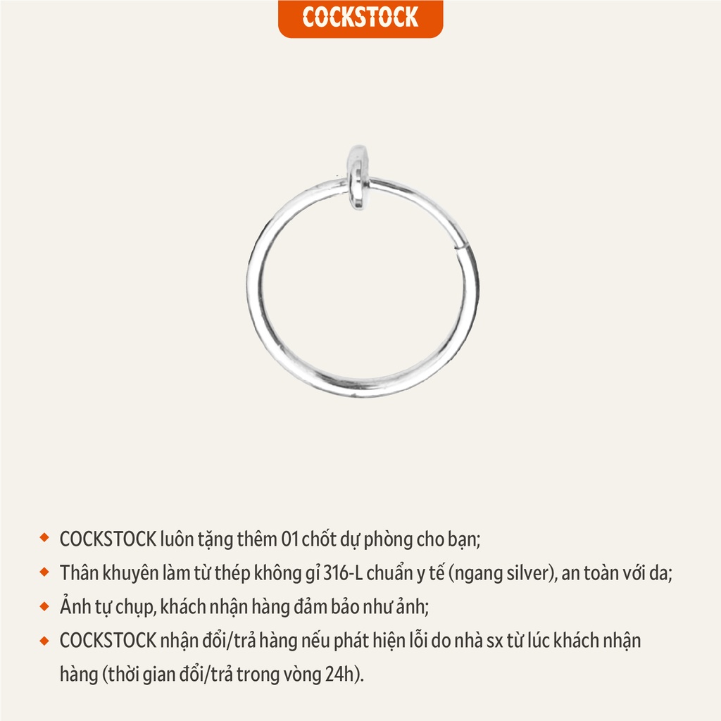 Khuyên kẹp tai vòng cơ bản Slim Hoop Earcuff CockStock