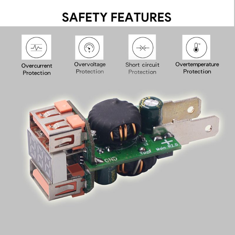 Củ sạc nhanh QC3.0 USB 12V/24V tích hợp đèn led chống thấm nước cho ô tô/xe tải/thuyền/xe máy