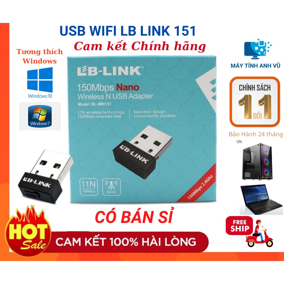 [Chính hãng] USB thu wifi Lblink WN151 dùng cho PC và Laptop tiện dụng Bảo hành 24 tháng