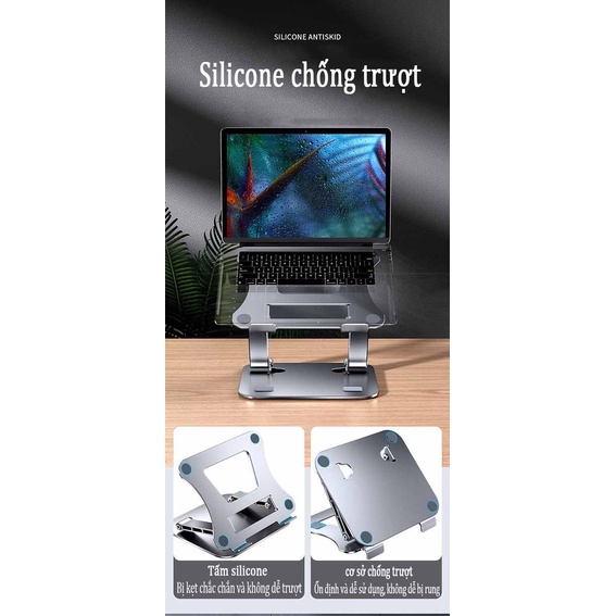 Đế tản nhiệt kê laptop nhôm Có thể gập lại, có thể điều chỉnh độ cao Giá đỡ tản nhiệt laptop kệ đỡ macbook
