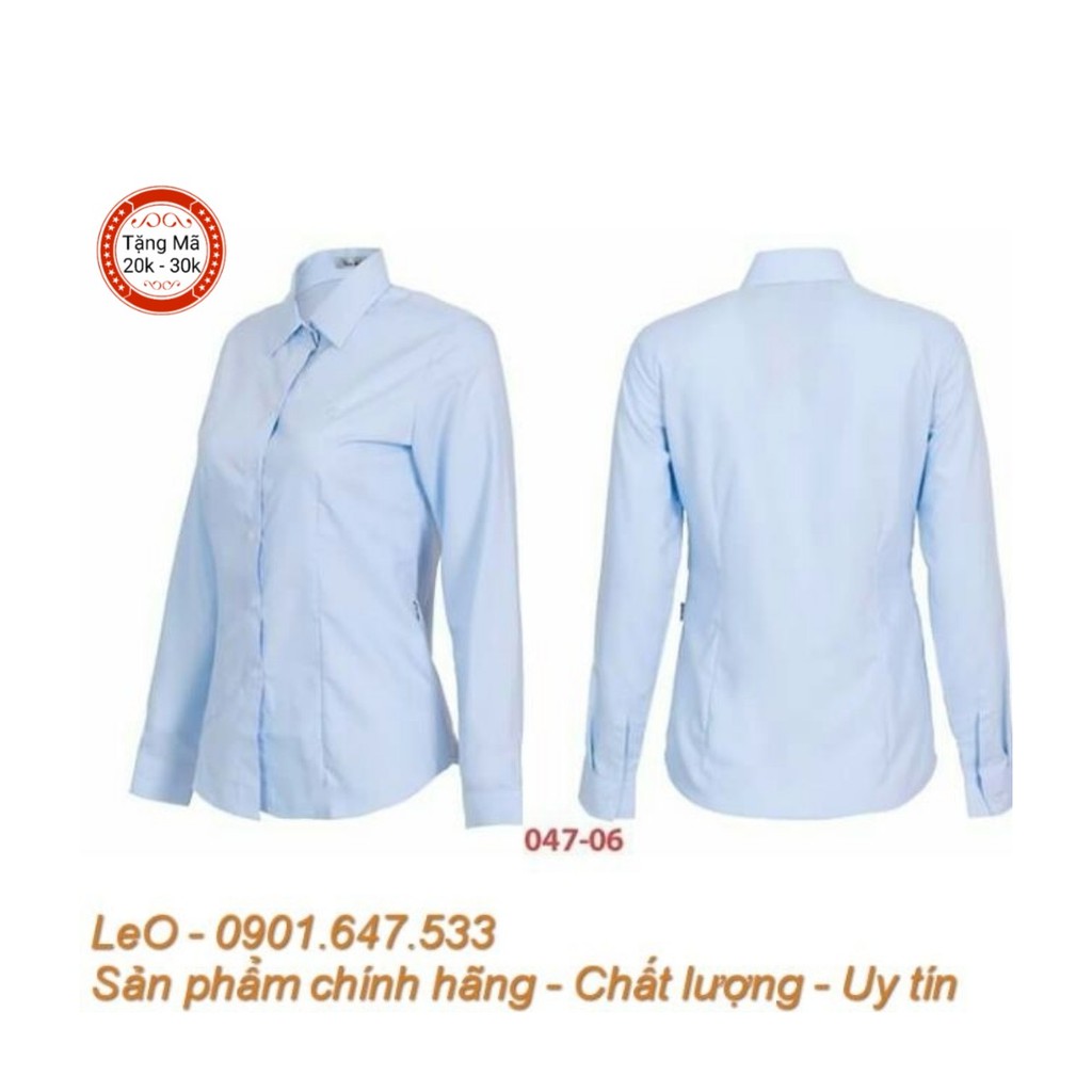 Áo sơ mi nữ Thái Hòa màu xanh biển trơn