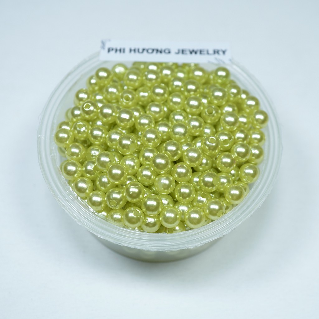 40gr hạt trai hạt bẹt 6mm có lỗ đủ màu dùng đính kết trang trí