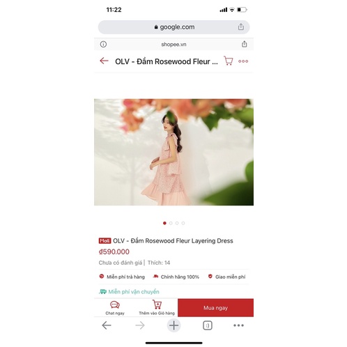 Đầm yếm OLV newtag S - Đầm Rosewood Fleur Layering Dress