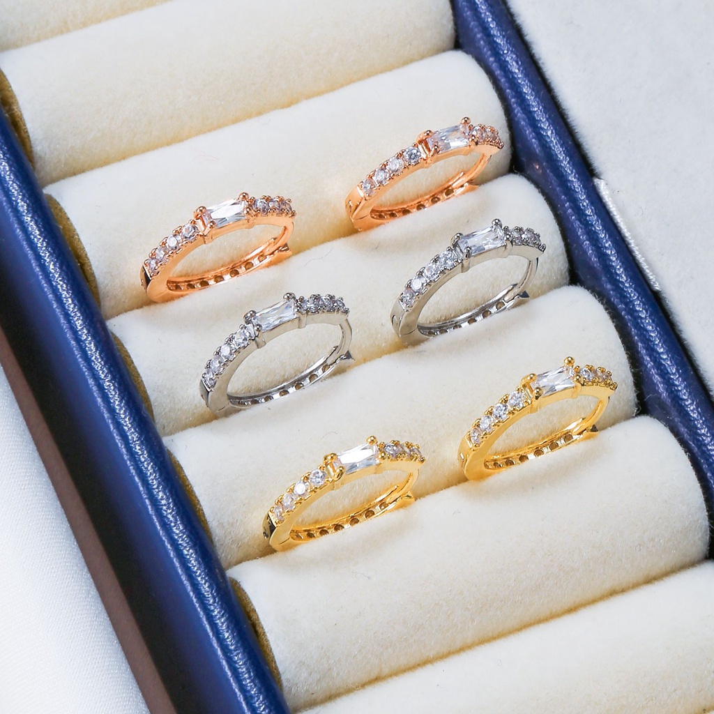 1 Bông Tai Mạ Bạc 925 Đính Đá Zircon Đơn Giản Thời Trang Dành Cho Nữ