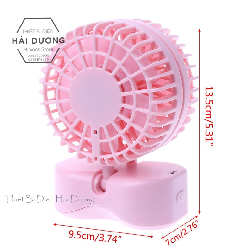 Quạt cầm tay mini Couple Fan sạc tích điện 3 cấp độ gió TN133 - kèm chân để bàn - Siêu mát - 2 Lồng quạt ( Có Video)