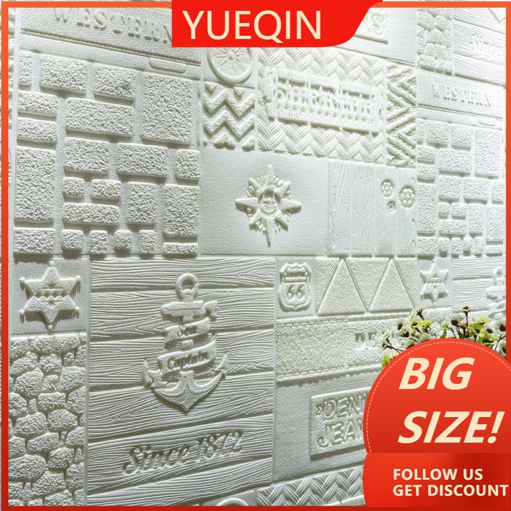 70X70cm 8mm dày phong cách Địa Trung Hải Dán Tường PE Foam 3D Giấy Dán Tường Chống Thấm Nước Tự Dính