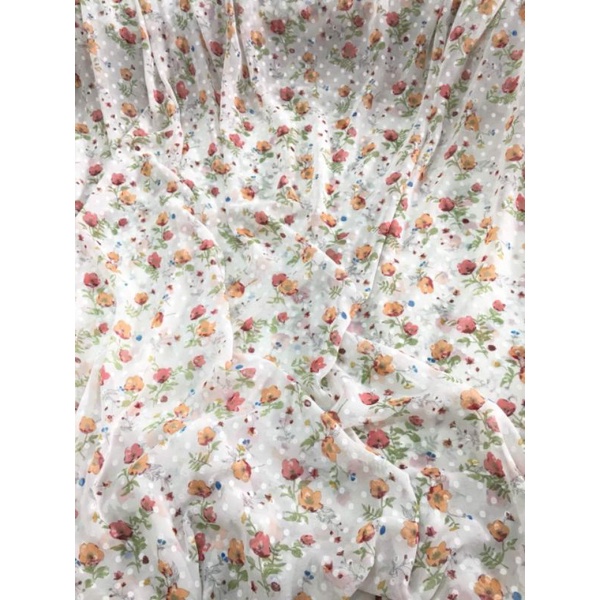 Vải voan tơ ép hoa