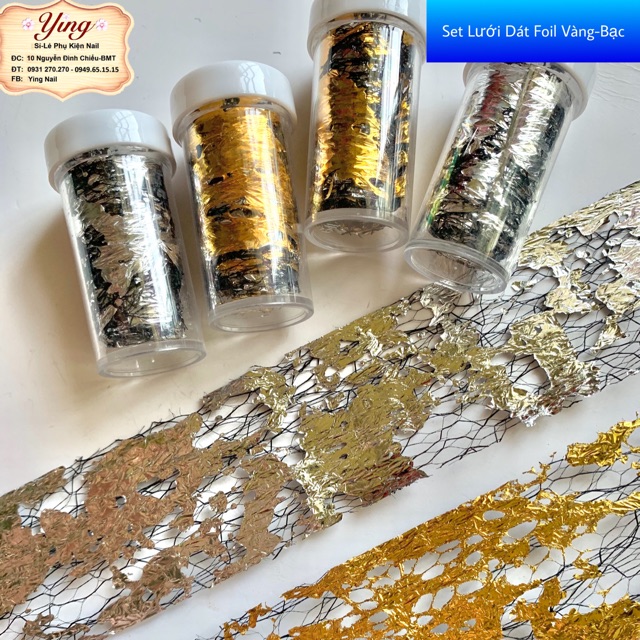 Set lưới dát foil vàng bạc