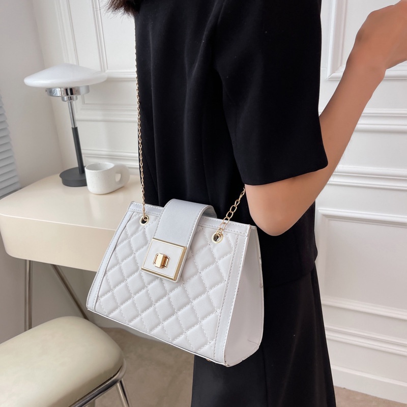 Túi Đeo JASMIN NOIR Chéo Nắp Gập Họa Tiết Caro Phối Dây Xích Thời Trang Cho Nữ