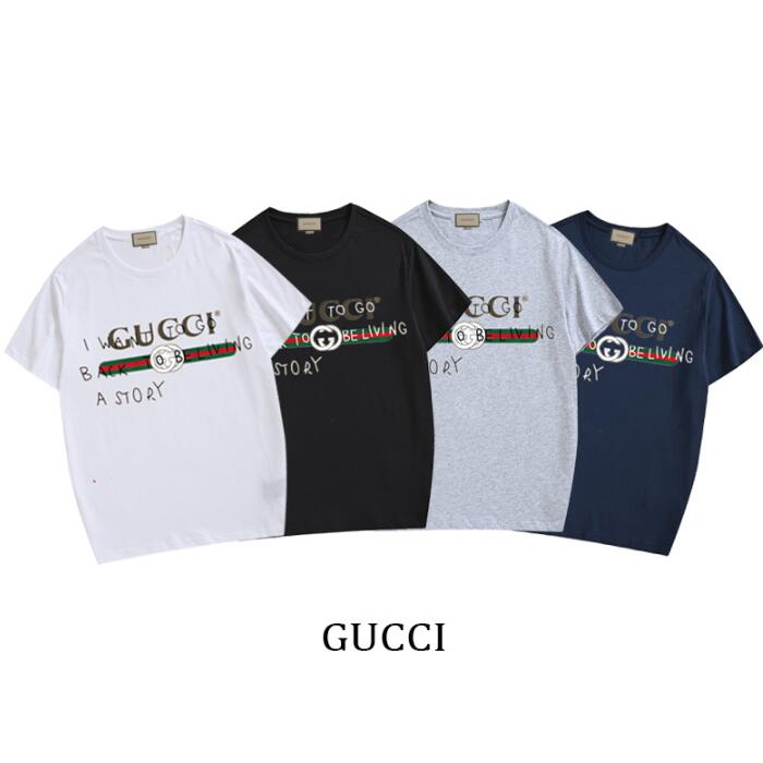 Áo Thun Tay Ngắn Chất Liệu Cotton In Chữ Gucci Thời Trang Cho Nam Nữ