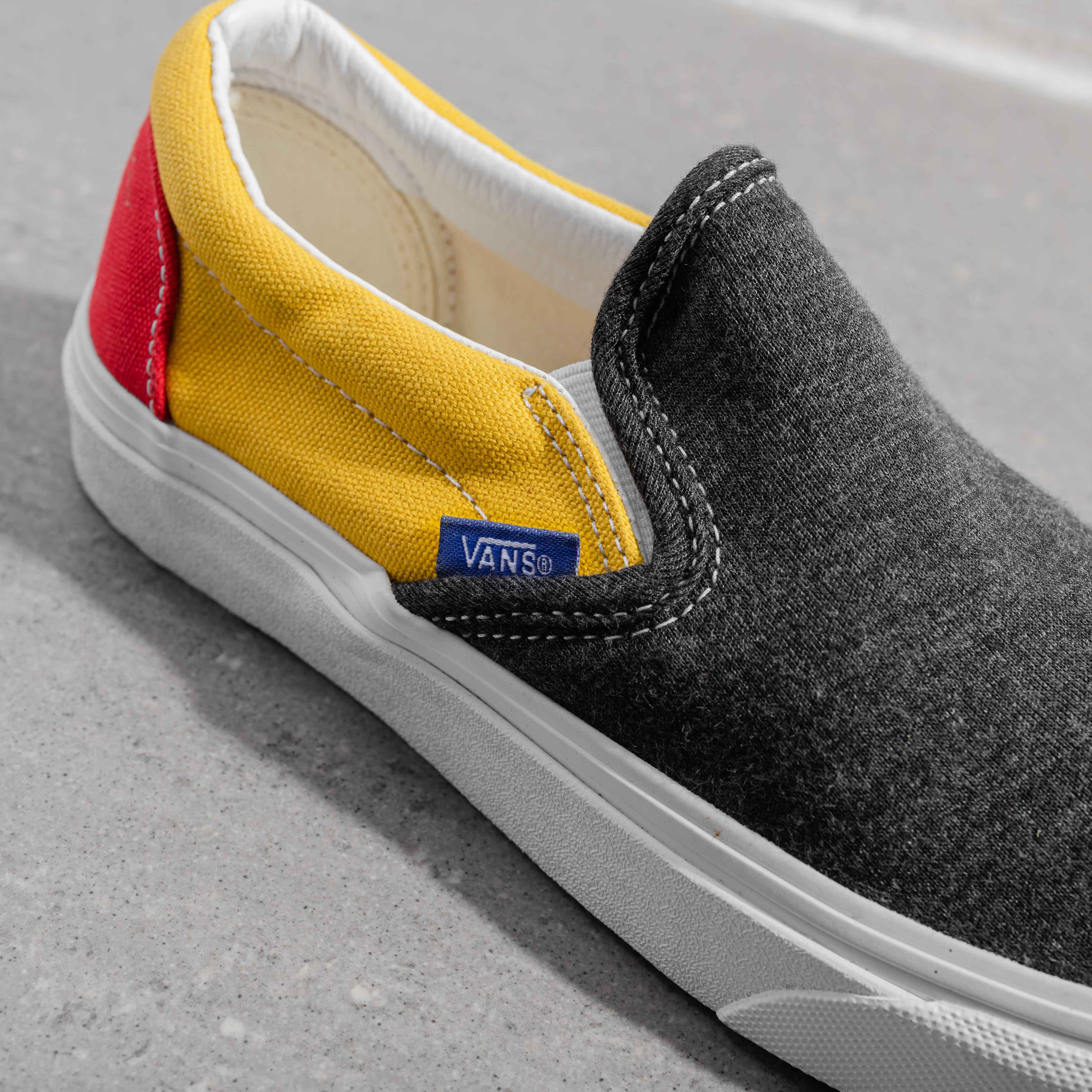 Giày Sneakers Vans Slip On Màu Đỏ Mix Xám Vàng