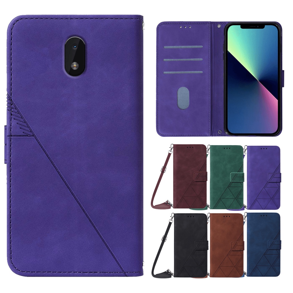 Ốp Điện Thoại Bề Mặt Da Dập Nổi 3D Có Dây Đeo Dài Cho Nokia 1.4 2.4 3.4 5.4 6.3 8.3 C01 Plus