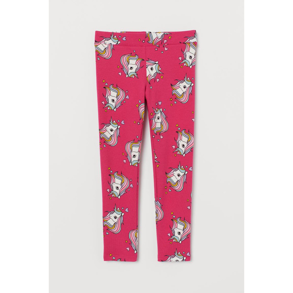 Quần legging unicorn hồng HM H&amp;M sz 1.5-2, 2-3, 9-10y_hàng chính hãng authentic