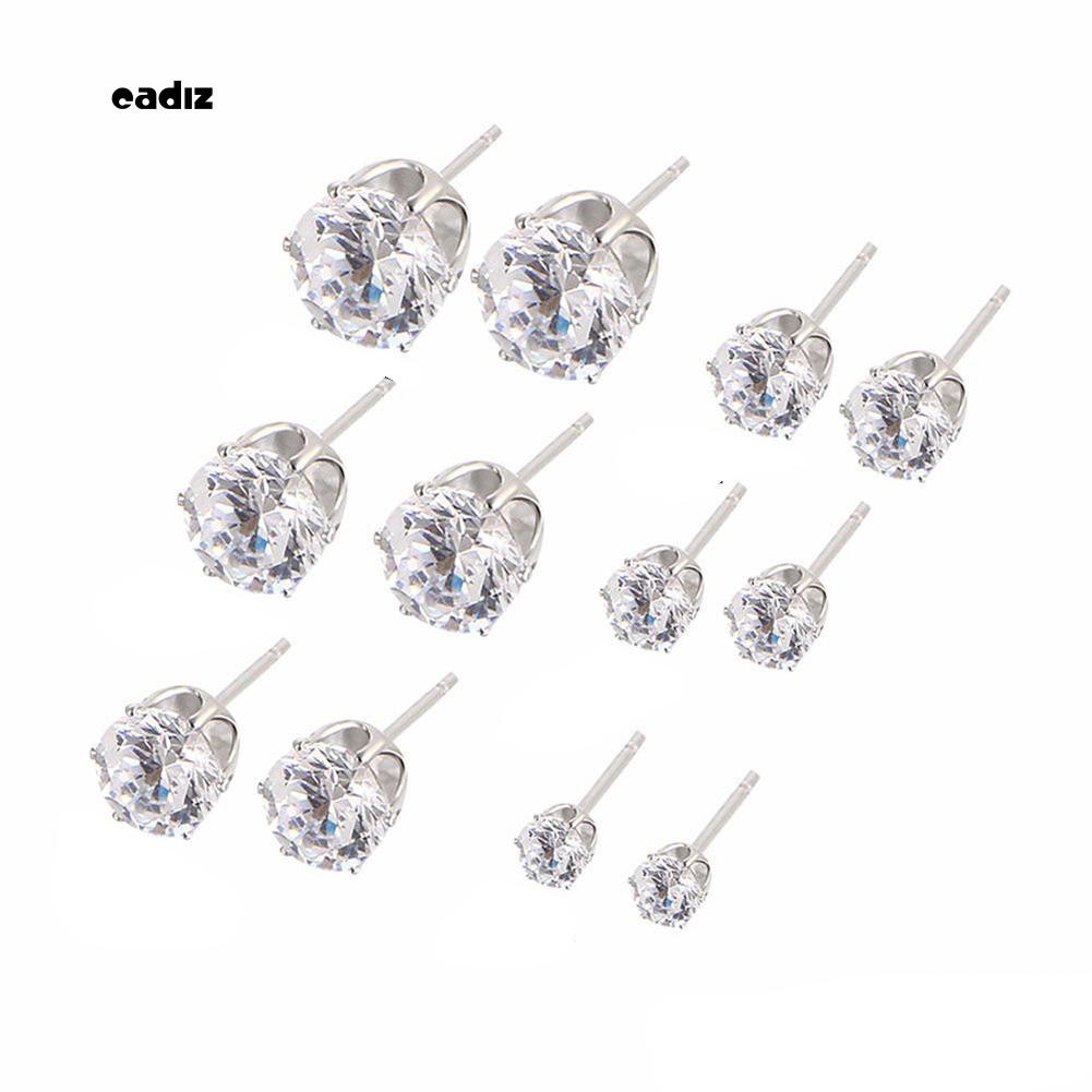 Set 6 đôi khuyên tai đá cubic zirconia thời trang cho bạn nữ