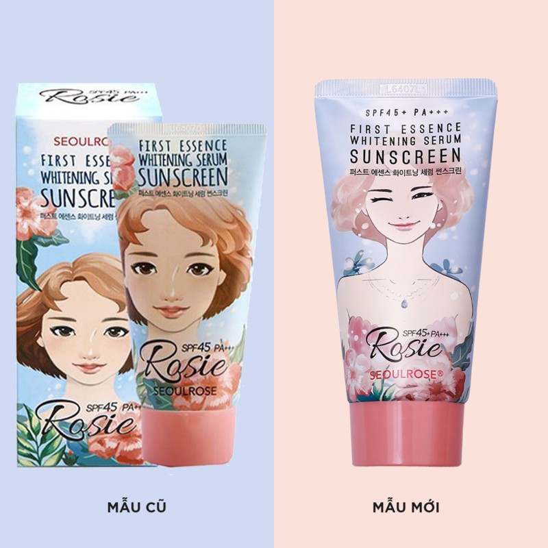 Kem Chống Nắng SeoulRose Rosie First Essence Whitening Serum Sunscreen SPF 45/PA++ (45g)