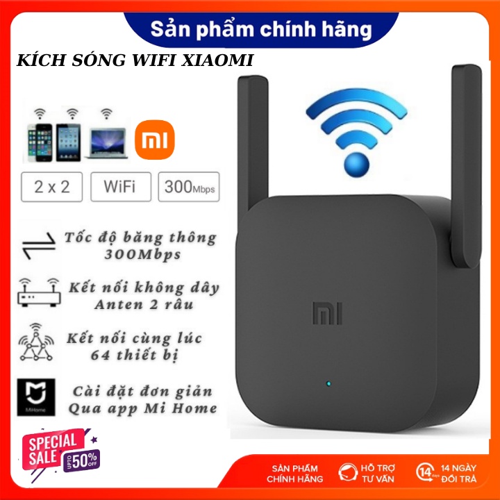 Kích Sóng Wifi Xiaomi Repeater Pro 2 tốc độ 300mbps-2 Ăng Ten-Bắt Sóng Xuyên Tường-Tăng Độ Mạnh Wifi-Bảo Hành 12 Tháng