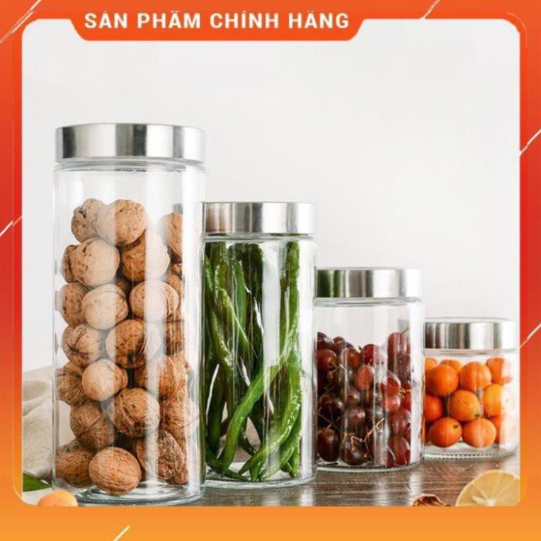 CHÍNH HÃNG -  Lọ thủy tinh nắp thiếc,hũ thủy tinh đựng gia vị ,đựng đường,đựng hạt,đồ khô an toàn, sạch sẽ Deli