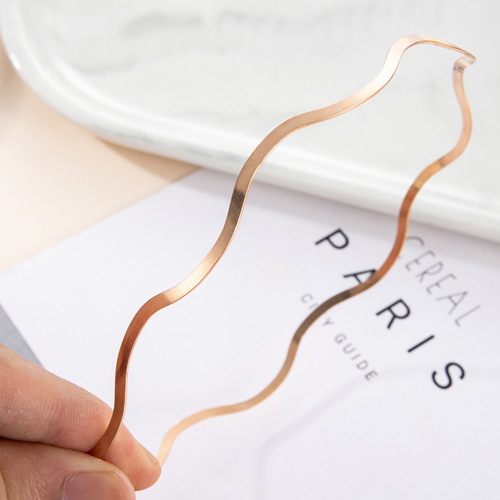 Băng Đô Cài Tóc Bằng Kim Loại Lượn Sóng Phong Cách Hàn Quốc