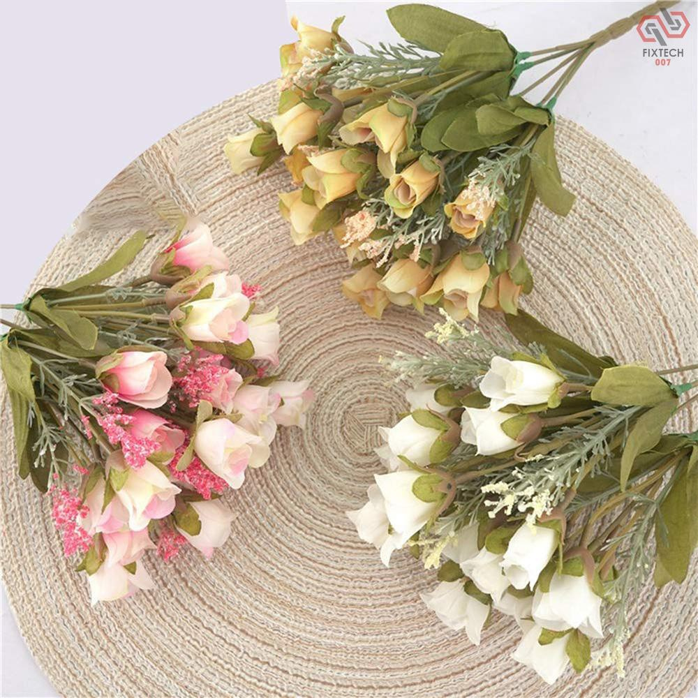 20 Heads 1Pc Artificial Rose Flower Bouquet Home Decor Wedding Mini Rose Silk Flower Romantic Wedding Party Supplies