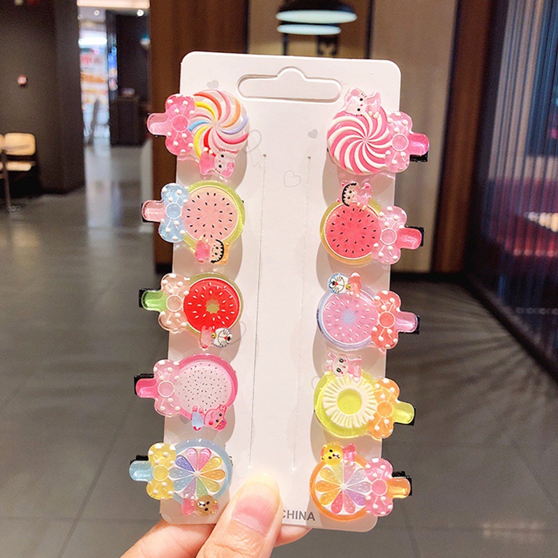 Set 10 kẹp tóc hình cây kem dễ thương cho bé gái