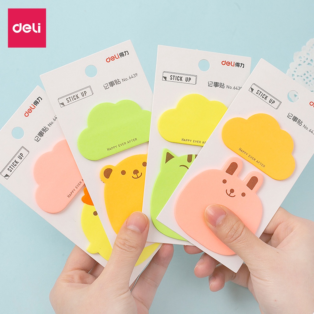 Giấy note đánh dấu ghi chú take note học sinh Deli hình động vật dễ thương - Màu ngẫu nhiên - 6439