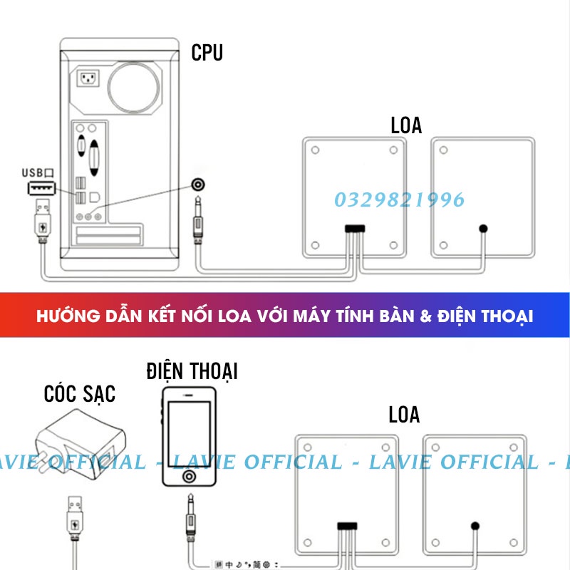 Loa Máy Tính Mini Giá Rẻ, Loa Laptop Để Bàn Có Đèn Led Bass Mạnh Âm Thanh Chất Lượng Cao Lavie