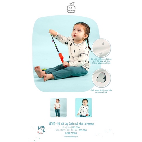 LA POMME chính hãng - Bộ dài tay Cánh cụt nhỏ cho bé