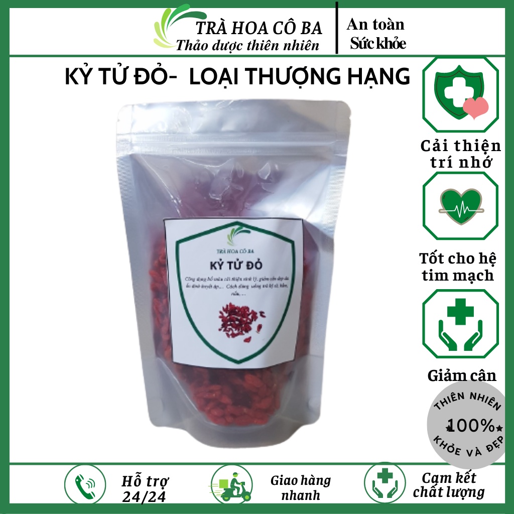 Kỷ tử, kỉ tử đỏ giúp Đẹp Da, Bổ Máu, Dễ Ngủ, Sáng Mắt Trà Hoa Cô Ba