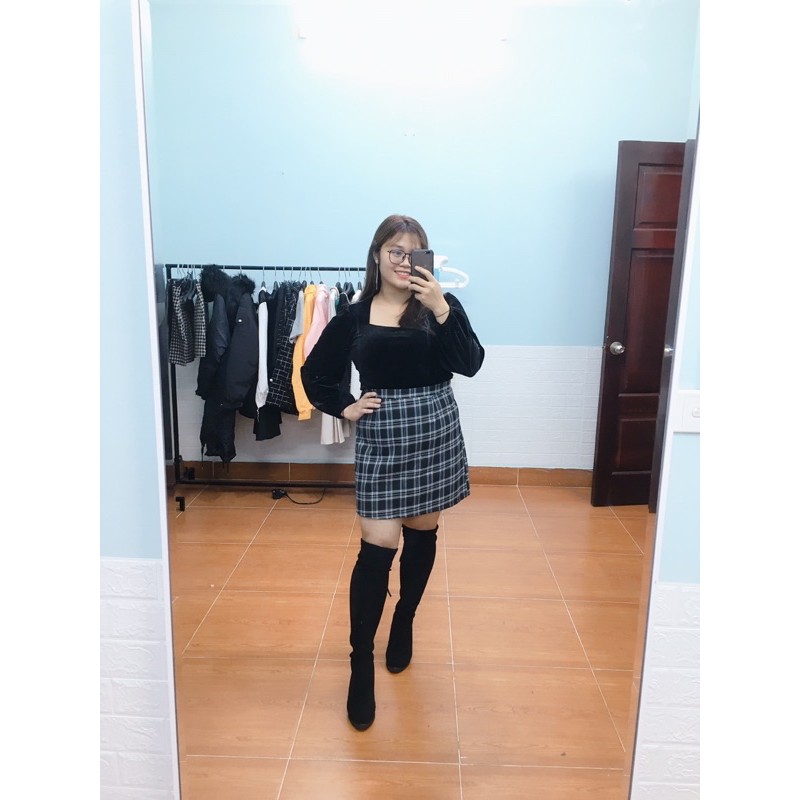 Chân váy chữ A bigsize kẻ 6-100kg