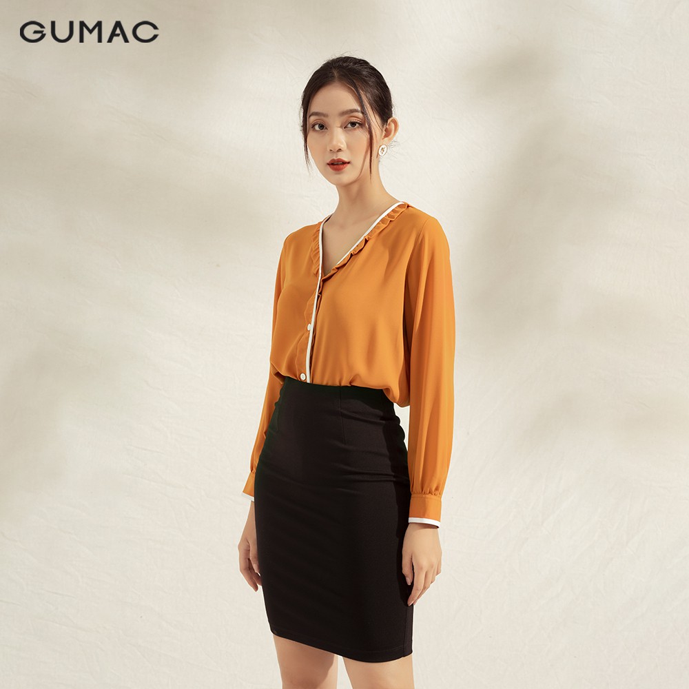 [Mã WABRGU72 giảm 10% tối đa 50k đơn 250k] Áo sơ mi nữ cổ viền trắng bèo GUMAC đồ công sở thanh lịch, đủ màu AA1119