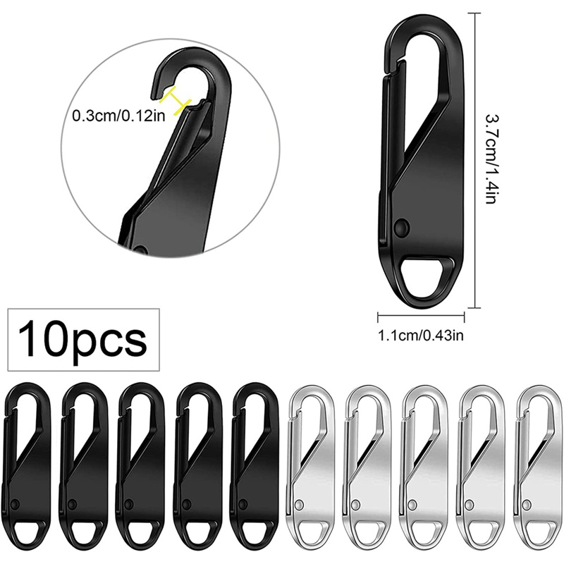Set 10 Miếng Đệm Khóa Kéo Thay Thế Bằng Kim Loại Cho Quần Áo / Vali / Balo diy
