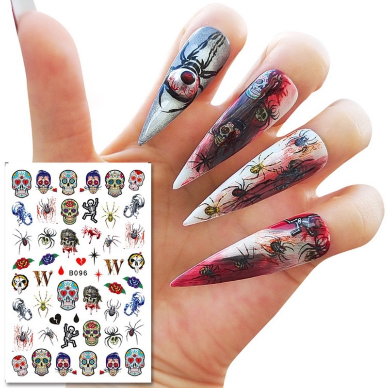 Miếng Dán Trang Trí Móng Tay Chủ Đề Halloween Kinh Dị