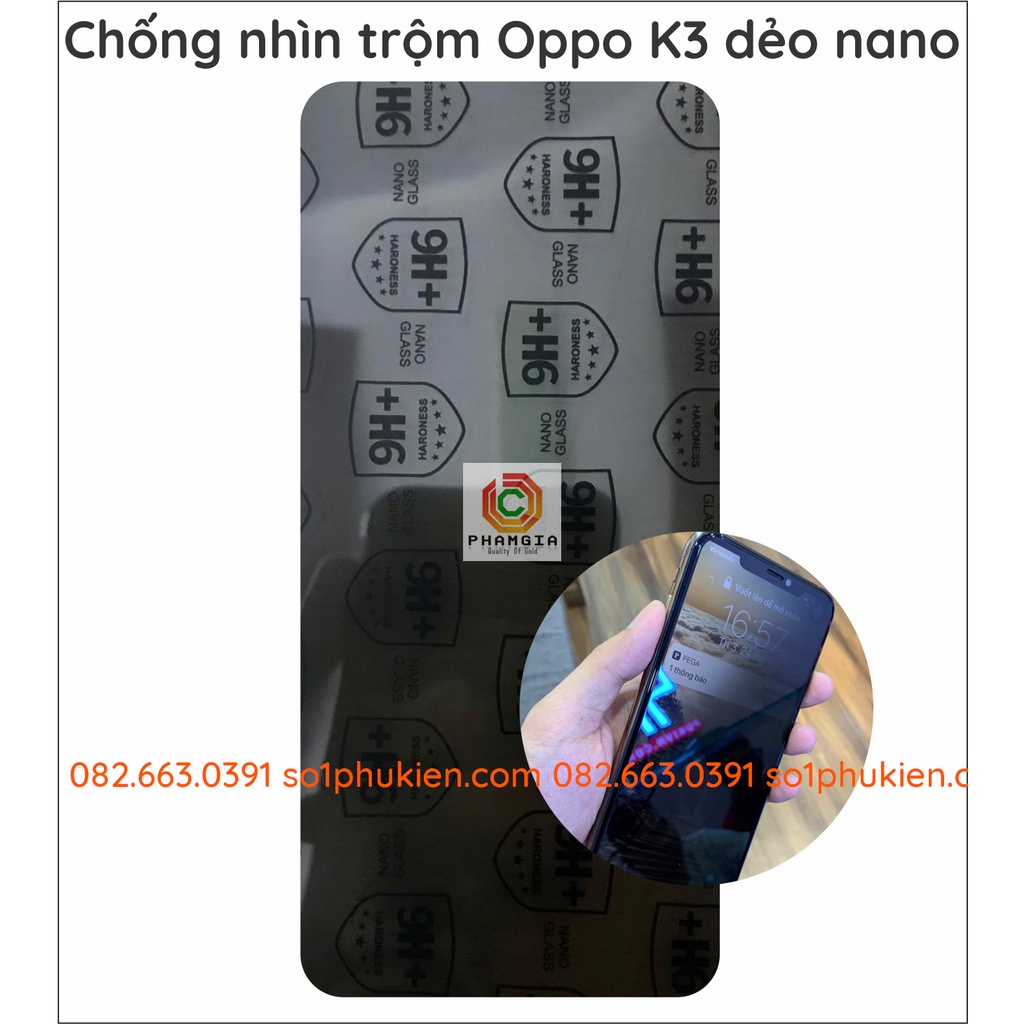 Dán cường lực chống nhìn trộm Oppo K3 / K5 / F15 dẻo nano