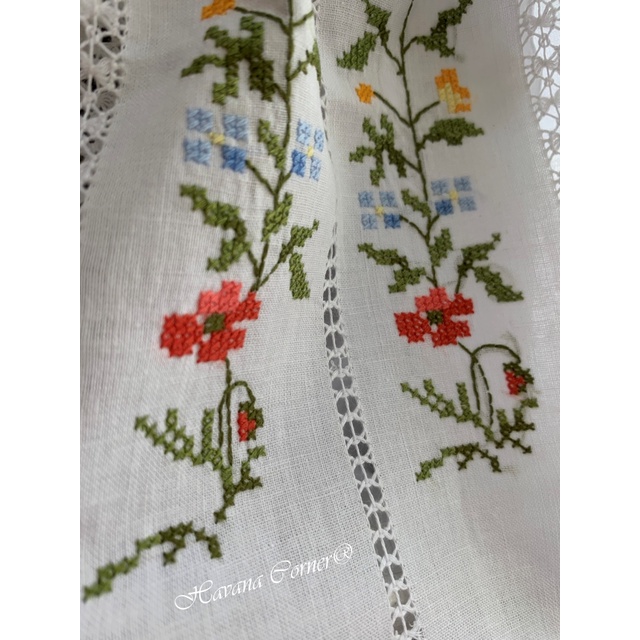 Túi dây rút thêu chữ nhân rút rua hoa nhiều màu size 11*22*7 cm - Vietnam Handmade Pouch With Embroidery