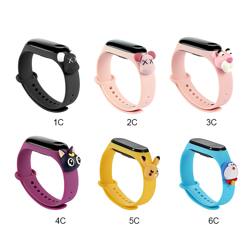 Dây Đeo Đồng Hồ Bằng Silicone Mềm In Hoạt Hình 3d Cho Xiaomi Mi Band 5 / 4 / 3