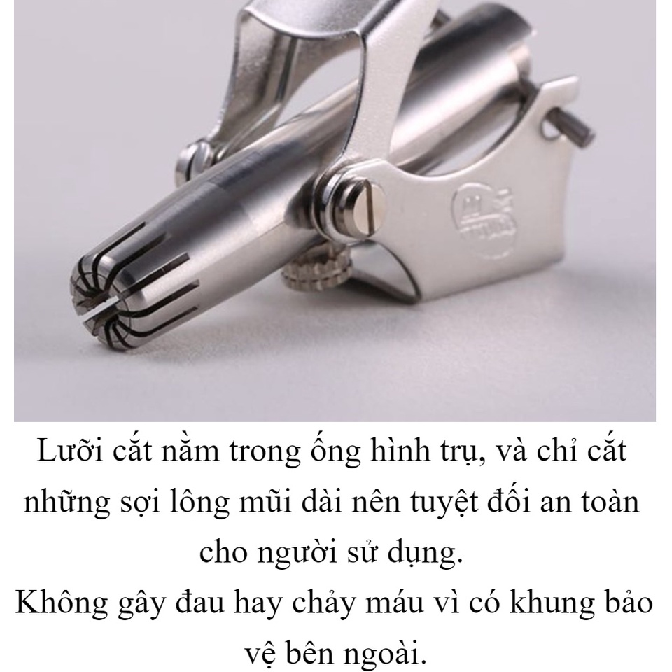 Dụng cụ cắt tỉa lông mũi bằng thép không gỉ lưỡi sắc bén hộp cao cấp, máy cắt lông mũi an toàn tiện lợi kèm cọ vệ sinh