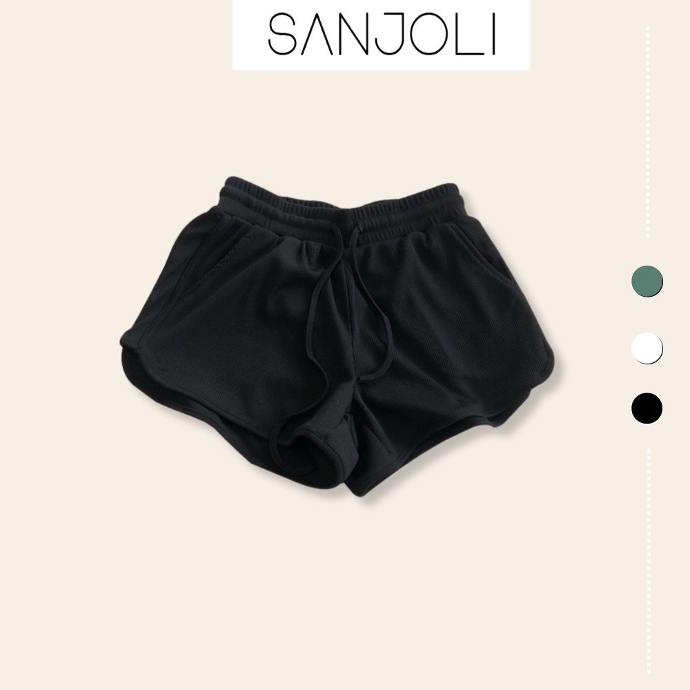 Quần Short Thun Nữ Ống Rộng Cạp Chun Phong Cách Ulzzang Unisex SANJOLI QD019