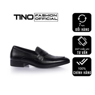 Giày lười, giày mọi dáng công sở nam da bò dập kẻ line Tino TN06