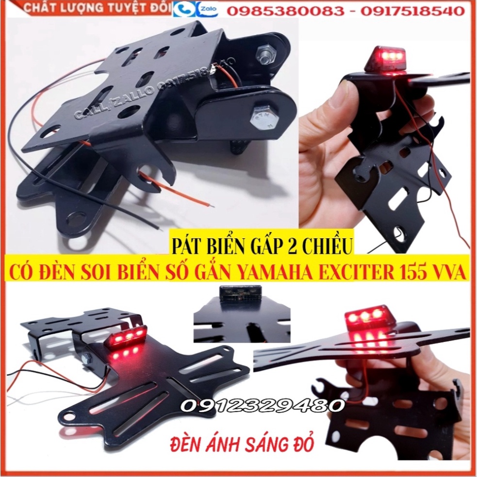 Pát Biển Gập Gắn Yamaha Exciter 155 VVA, Ex 155 VVA Các Phiên Bản Đút Gầm Có Đèn Soi Biển Số Gắn Được Nhiều Loại Xi Nhan