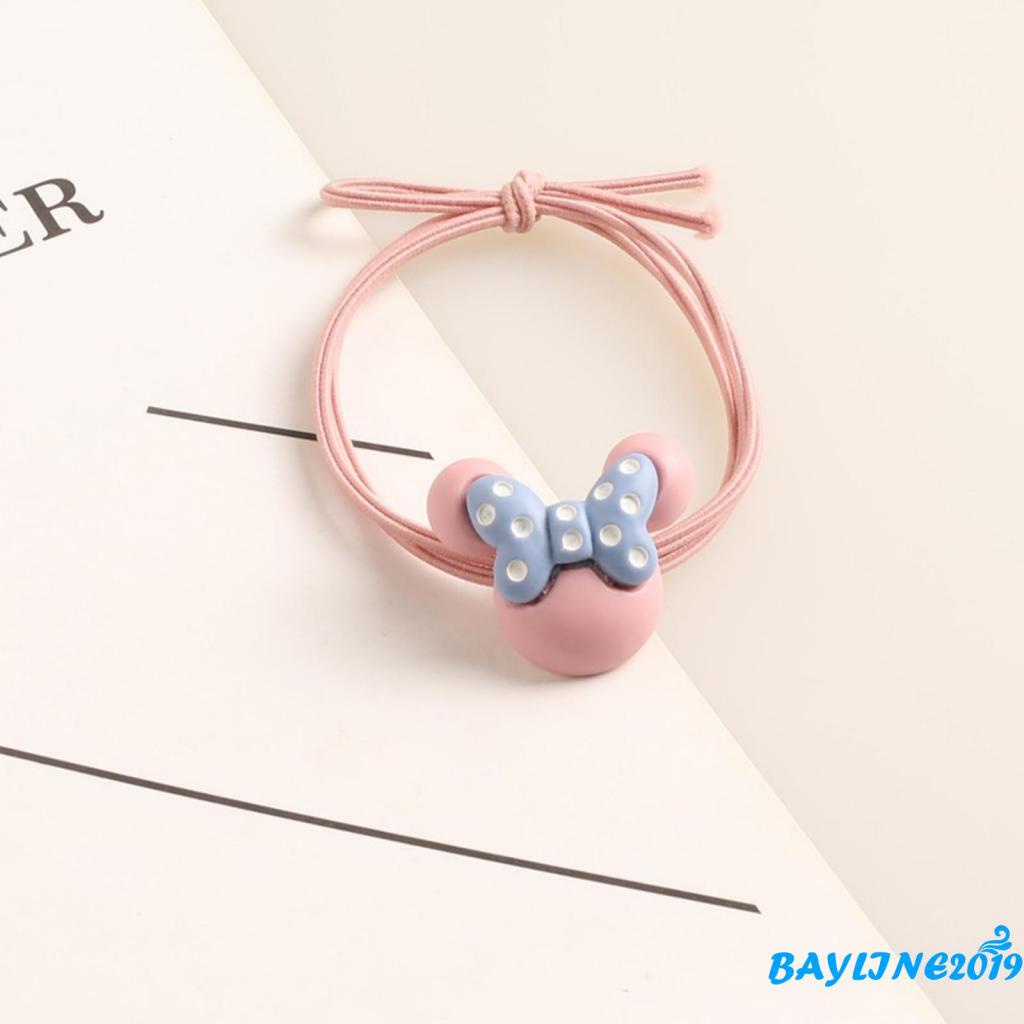 Dây buộc tóc co giãn hình hoạt hình đính nơ xinh xắn cho nữ